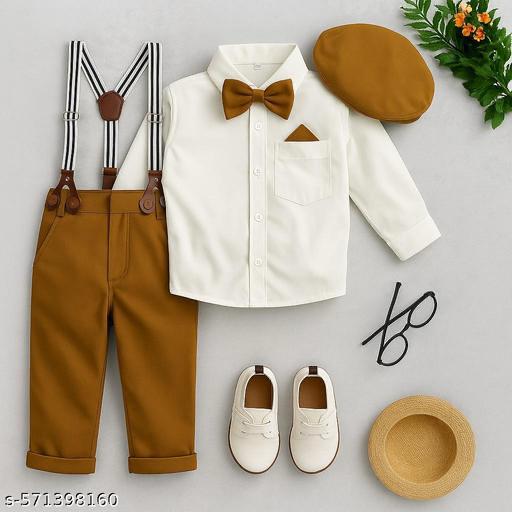 Stylish Brown & White Party Wear Outfit Set for Baby Boys