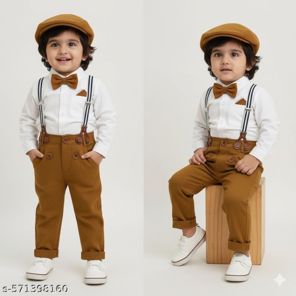 Stylish Brown & White Party Wear Outfit Set for Baby Boys