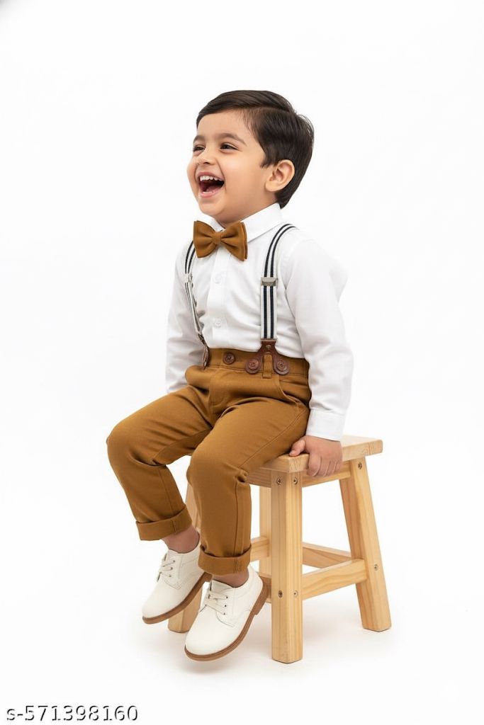 Stylish Brown & White Party Wear Outfit Set for Baby Boys