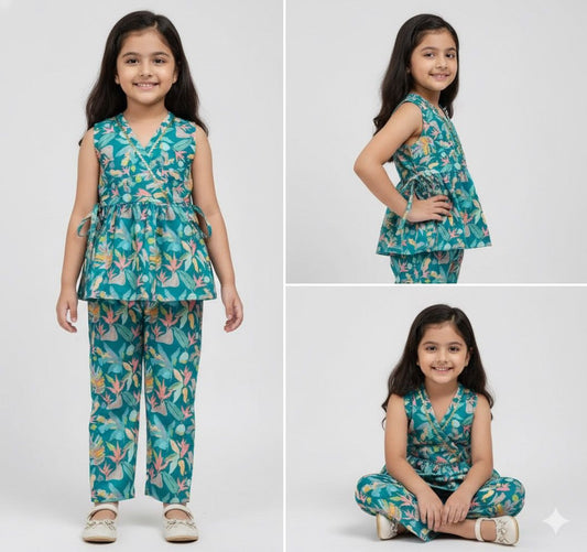 Cutiepie Elegant Girl's Top & Bottom Set – 100% Rayon Slub Fabric | Premium Kids Wear