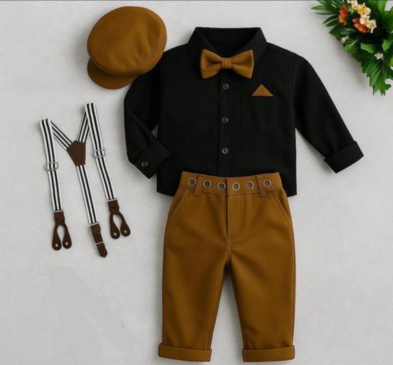 Stylish Brown & White Party Wear Outfit Set for Baby Boys